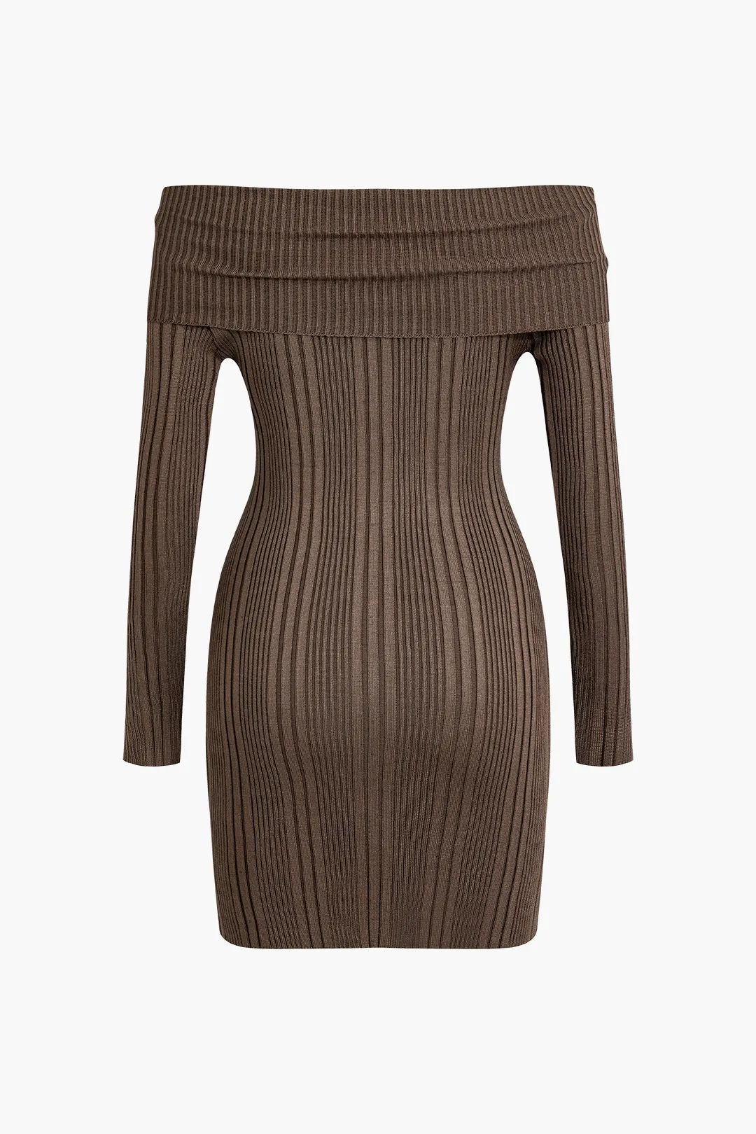 Basic Solid Knit Off-Shoulder Bodycon Sweater Dress sold by Micas product image thumbnail 2