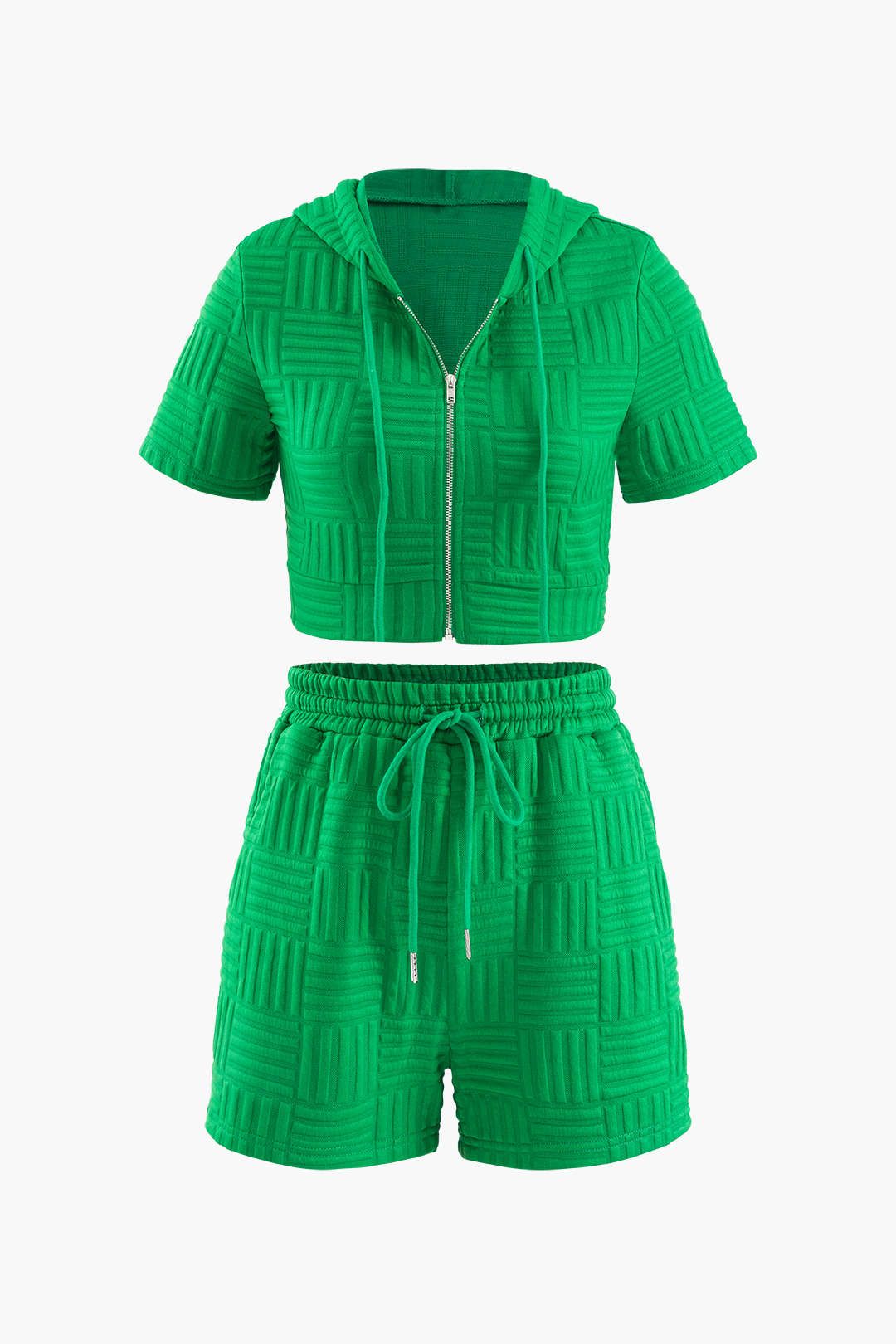 Textured Hooded T-Shirt And Drawstring Shorts Set sold by Micas