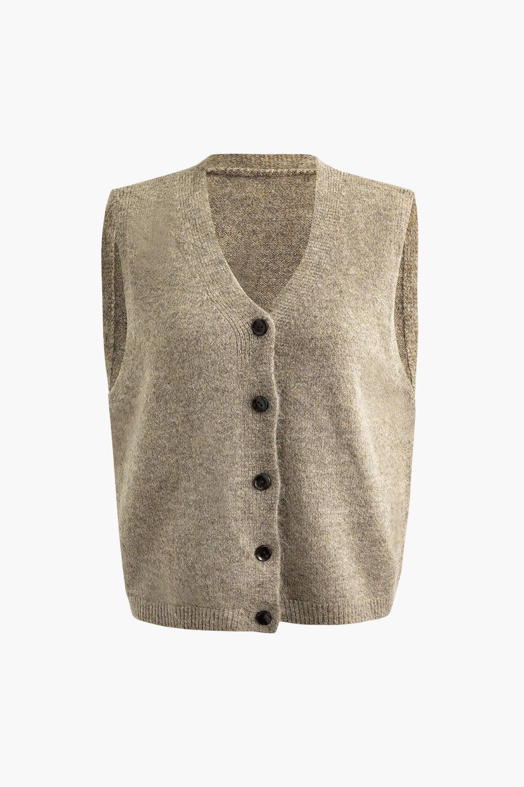 Knit Button Up Vest And Cardigan And Straight Leg Pants Set sold by Micas product image thumbnail 2