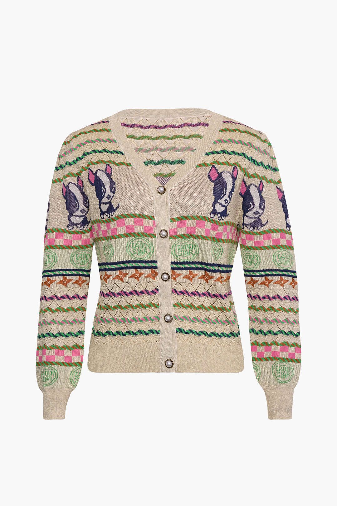 Retro Color-Block Knitted Cardigan sold by Micas