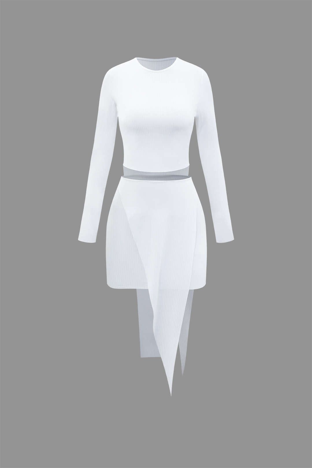 Solid Asymmetric Long Sleeve Knit Top And Mini Skirt Set sold by Micas product image thumbnail 3