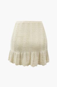 Openwork Knit Ruffle Mini Skirt sold by Micas