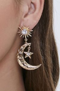 Sun & Star Decor Moon Drop Earrings sold by Micas