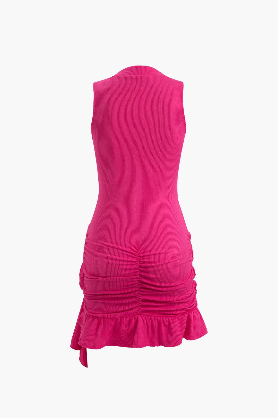 Rose Corsage Rib Knit Ruffle Hem Mini Dress sold by Micas product image thumbnail 2
