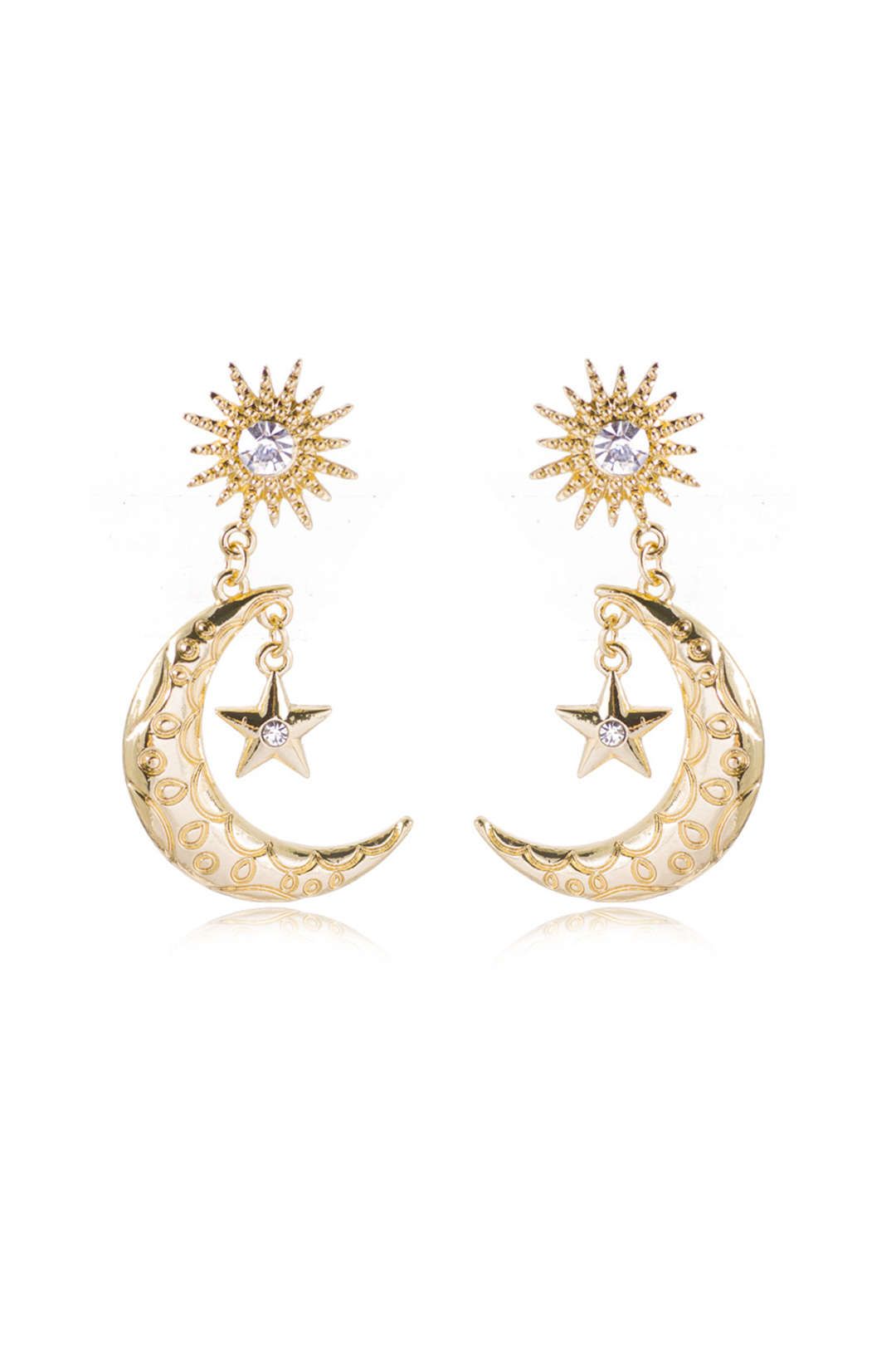 Sun & Star Decor Moon Drop Earrings sold by Micas