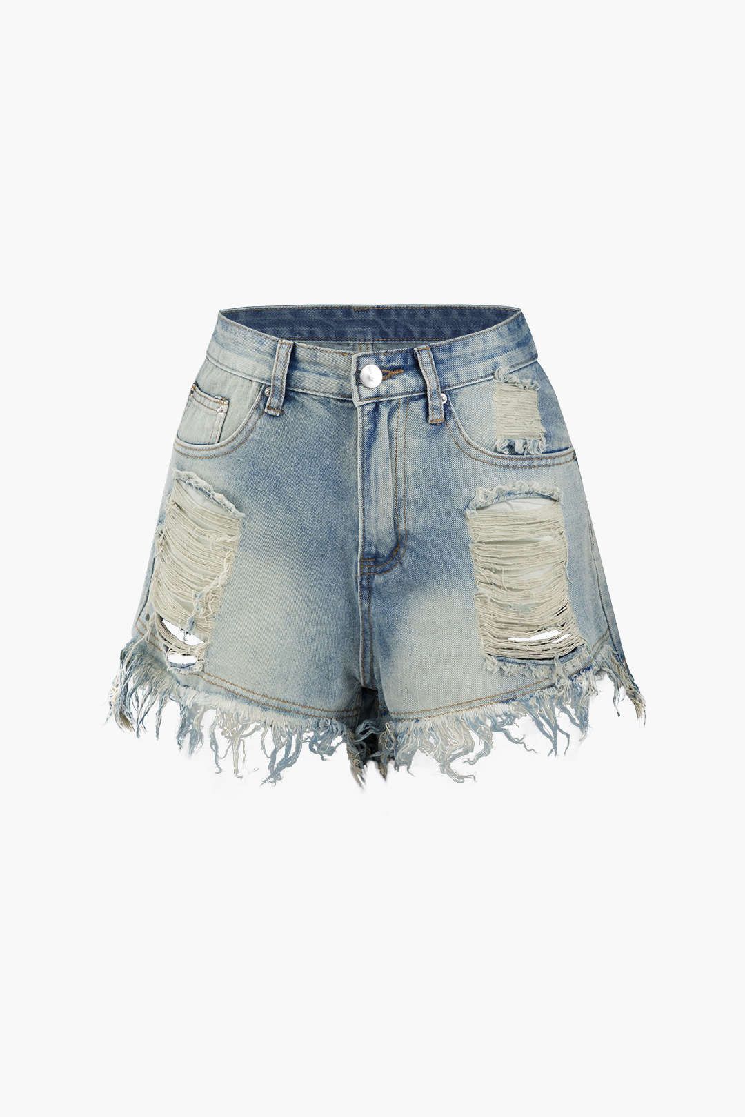 Frayed Distressed Denim Shorts sold by Micas