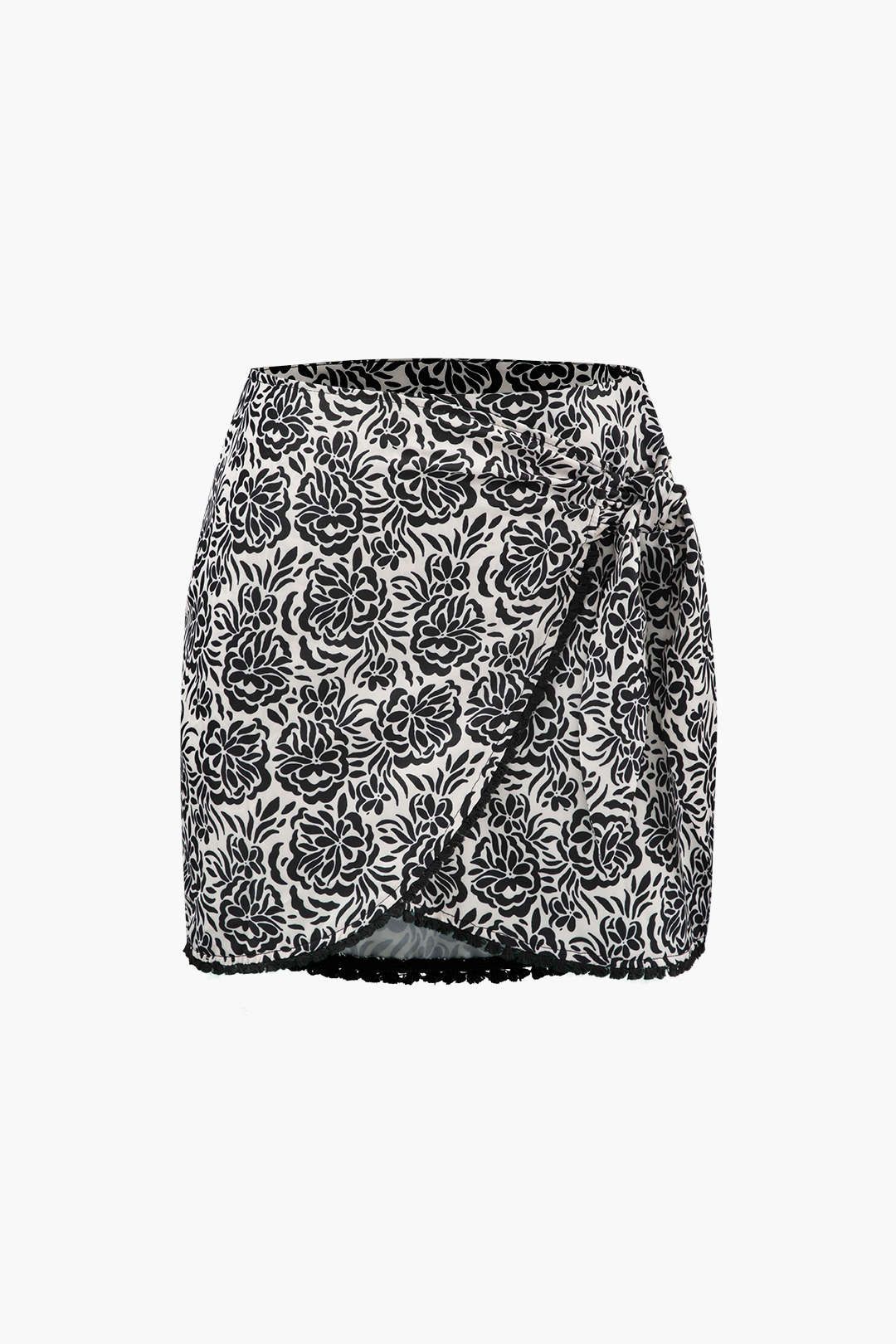 Floral Print Knot Side Wrap Mini Skirt sold by Micas