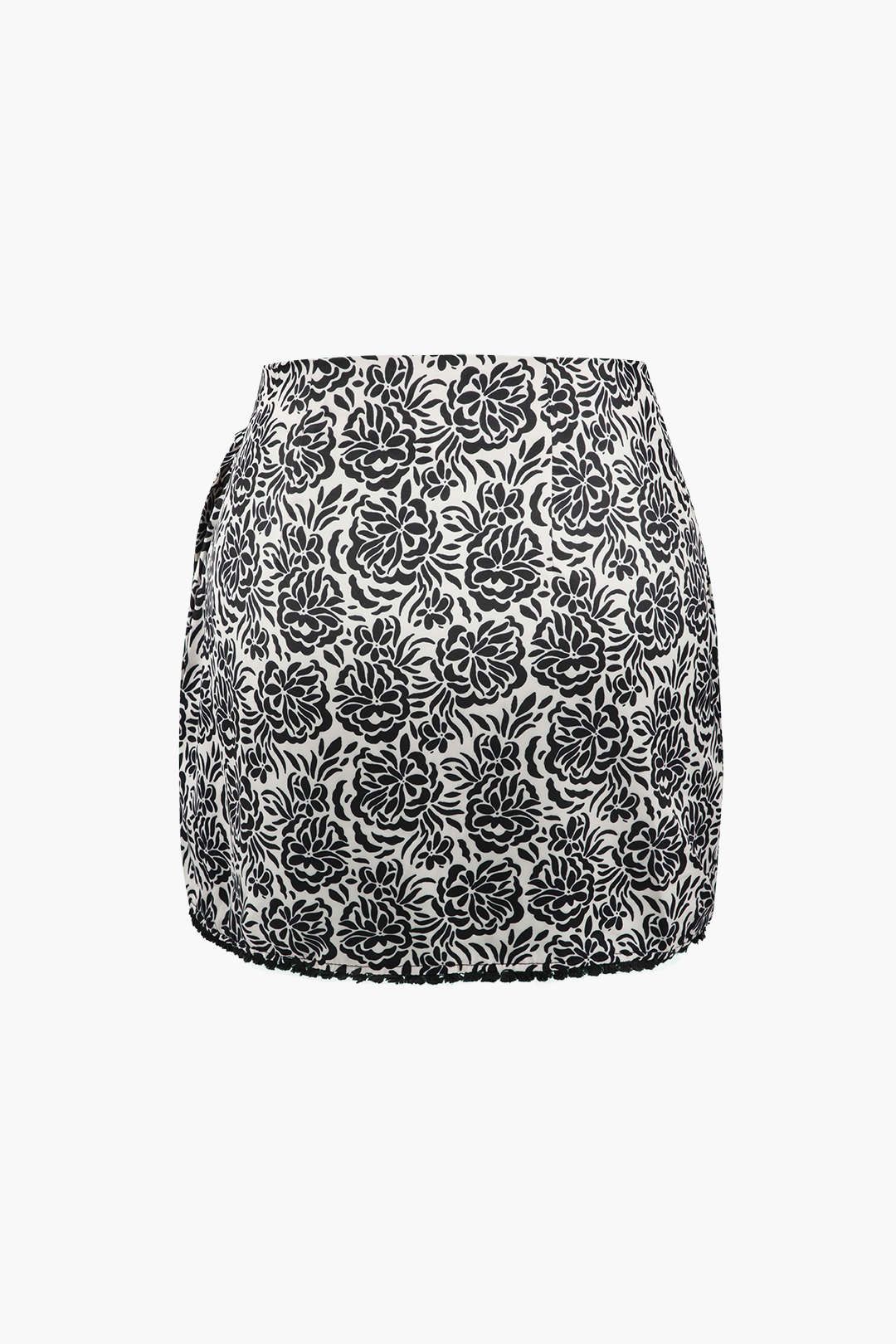 Floral Print Knot Side Wrap Mini Skirt sold by Micas product image thumbnail 2