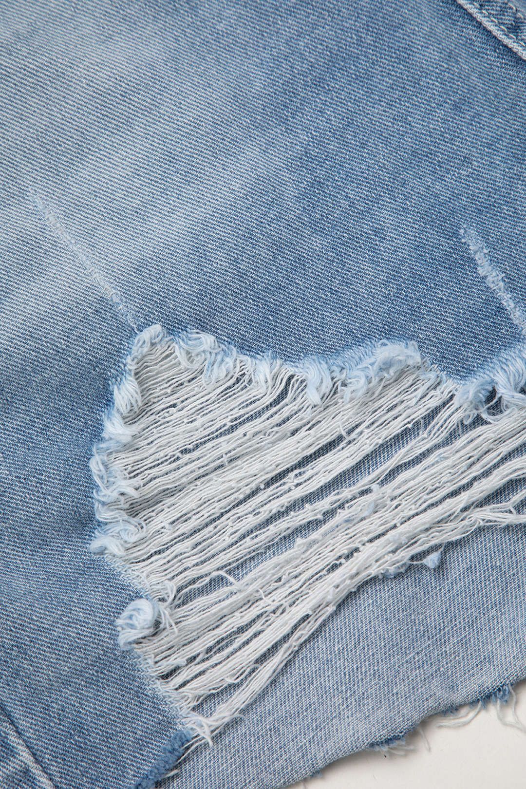 Frayed Destroyed Denim Straight Leg Shorts sold by Micas product image thumbnail 4