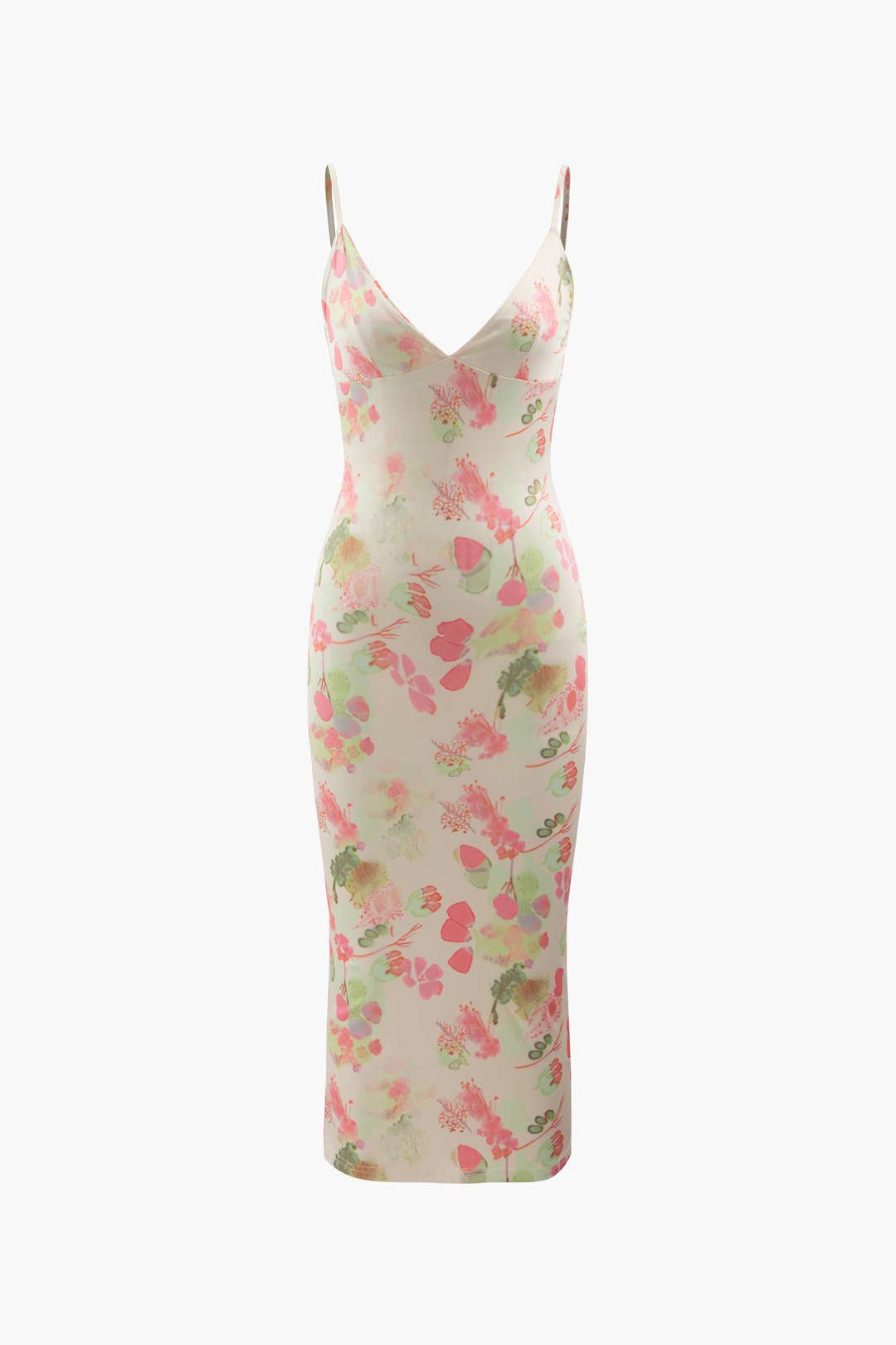 Floral Print V-neck Back Slit Midi Dress sold by Micas