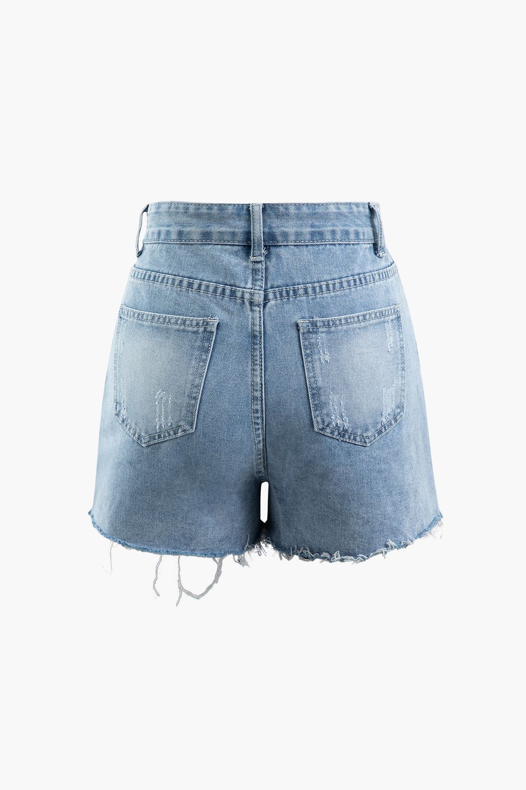 Frayed Destroyed Denim Straight Leg Shorts sold by Micas product image thumbnail 2