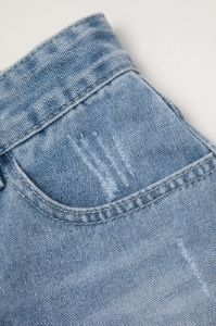 Frayed Destroyed Denim Straight Leg Shorts sold by Micas