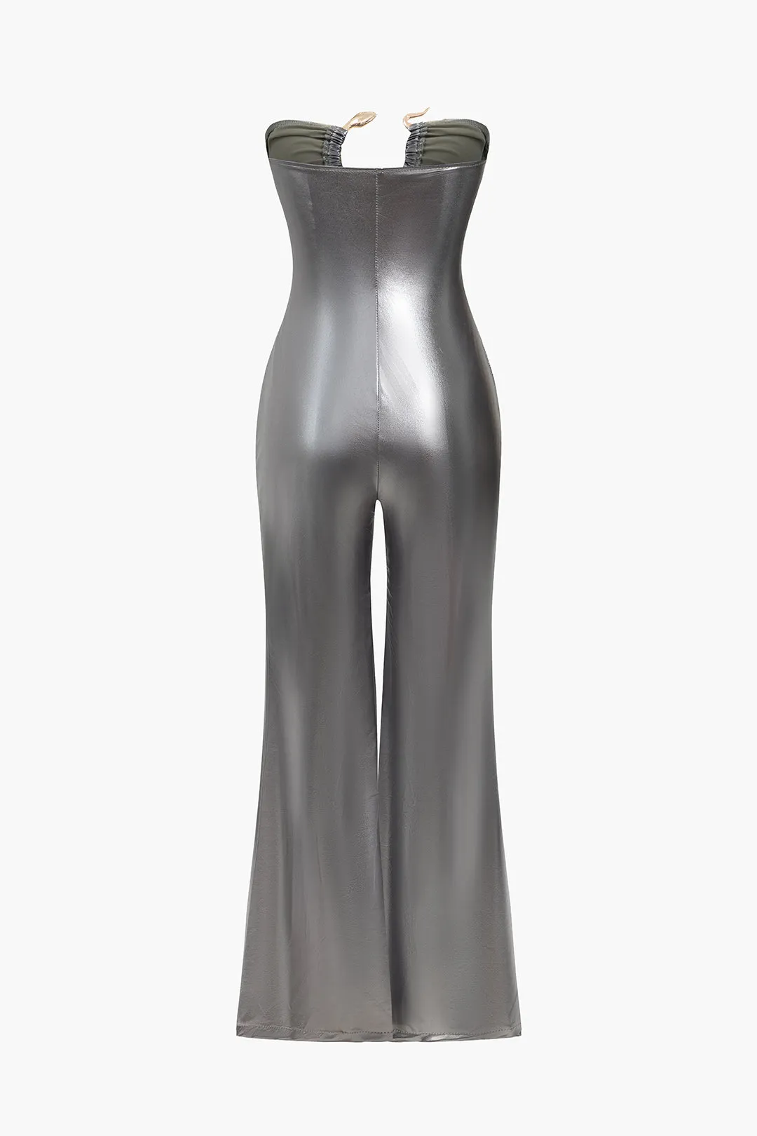 Metallisk slange-ring ruched stropløs jumpsuit sold by Micas product image thumbnail 3