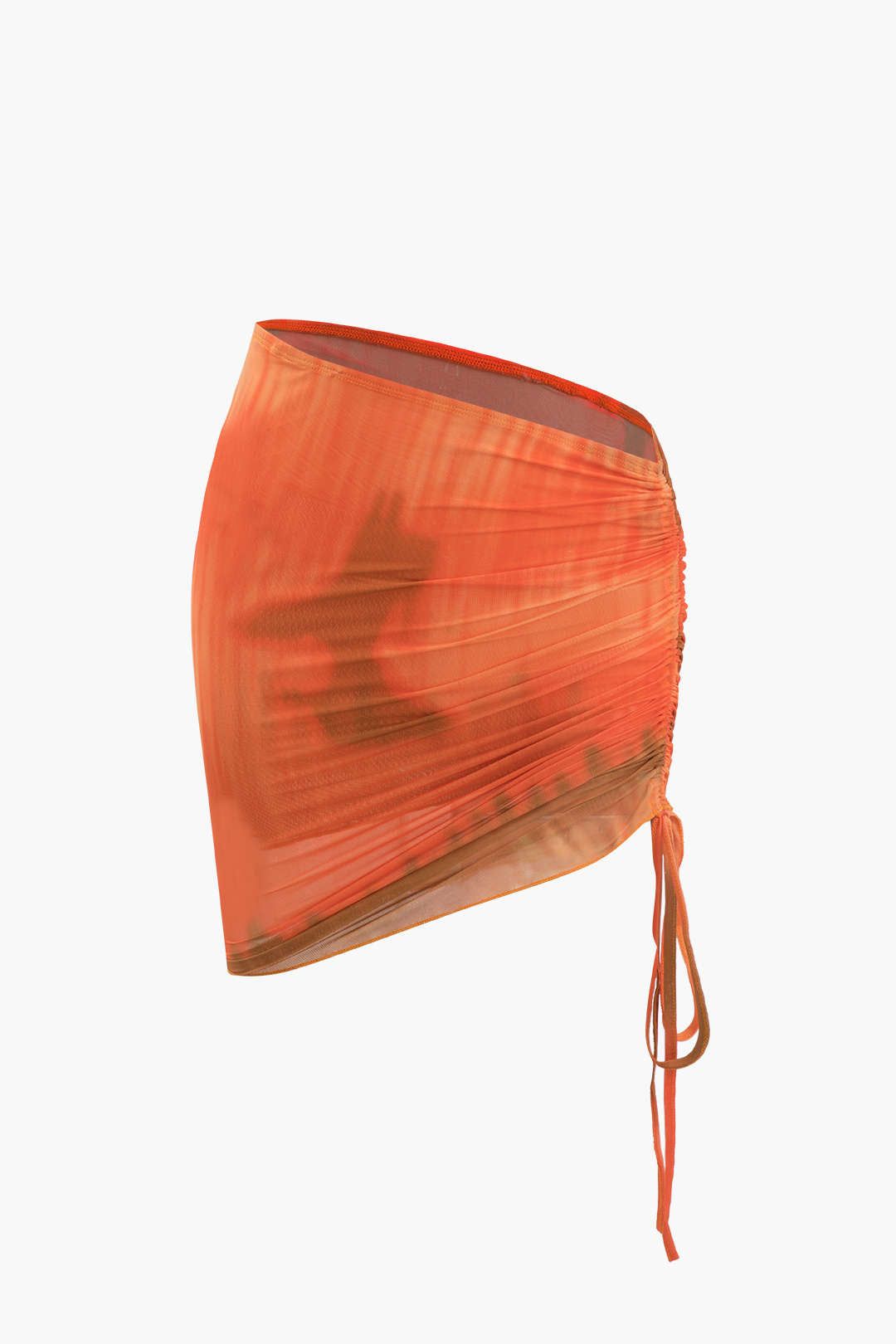 Tie Dye Mesh Knot Front Top And Asymmetric Mini Skirt Set sold by Micas product image thumbnail 3