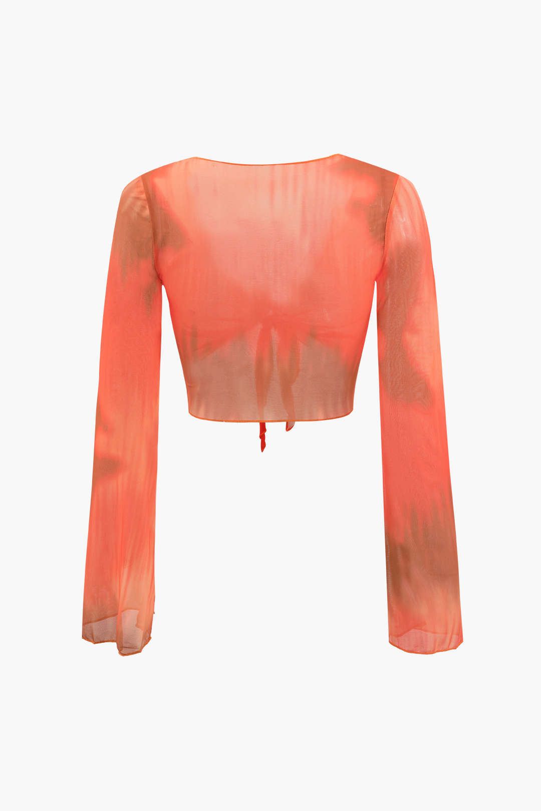 Tie Dye Mesh Knot Front Top And Asymmetric Mini Skirt Set sold by Micas product image thumbnail 4