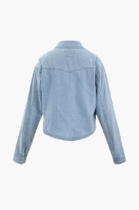 Denim Curved Hem Crop Shirt sold by Micas