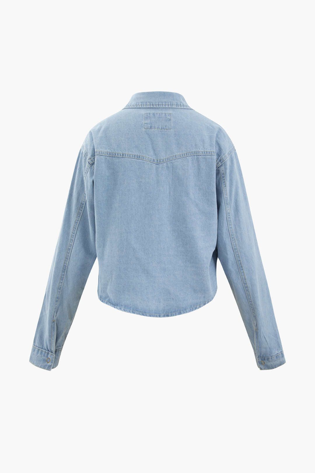 Denim Curved Hem Crop Shirt sold by Micas product image thumbnail 2