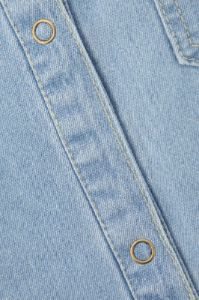 Denim Curved Hem Crop Shirt sold by Micas