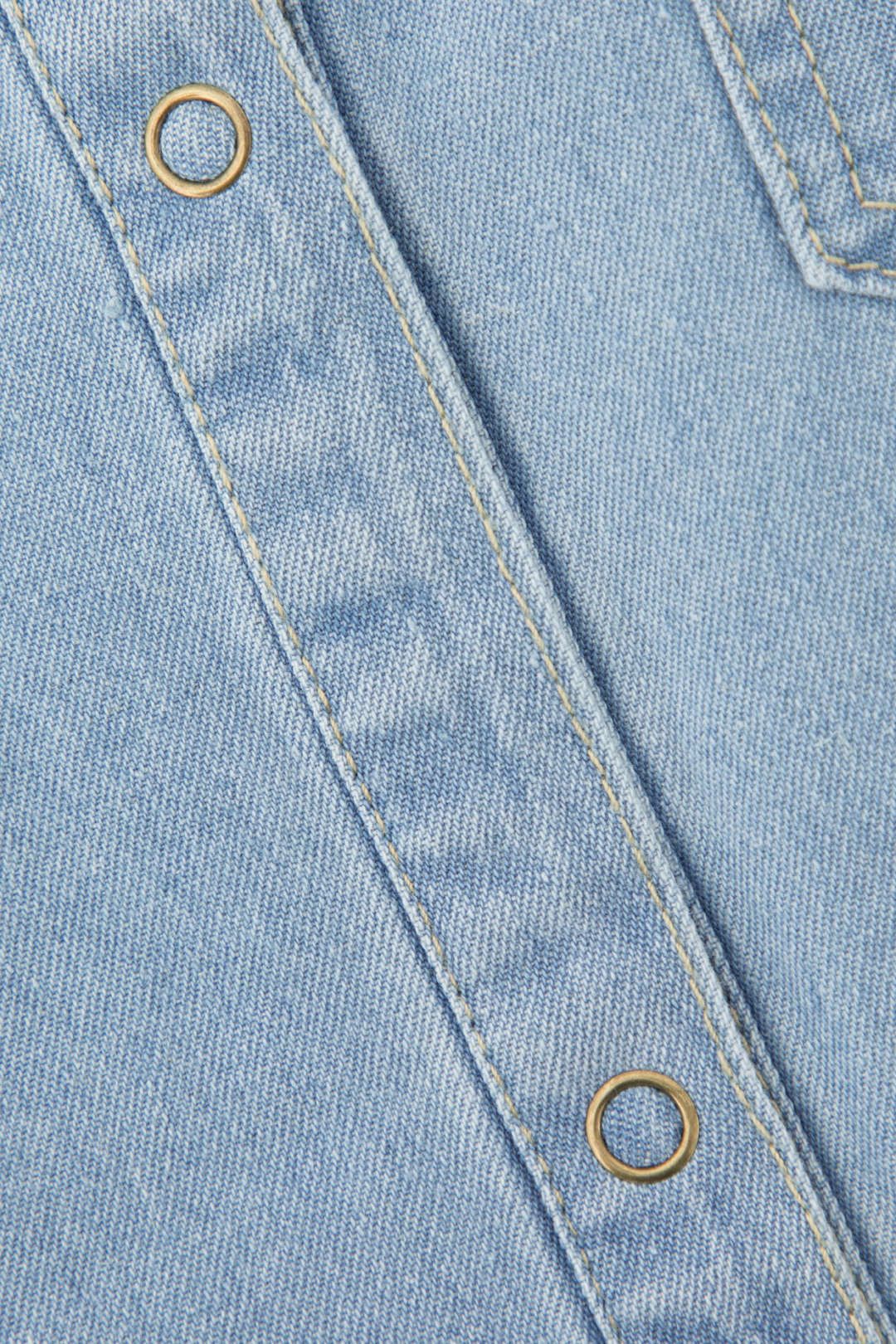 Denim Curved Hem Crop Shirt sold by Micas product image thumbnail 3