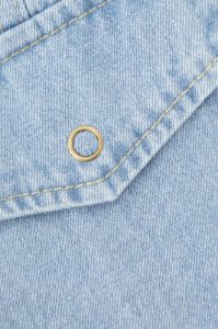 Denim Curved Hem Crop Shirt sold by Micas