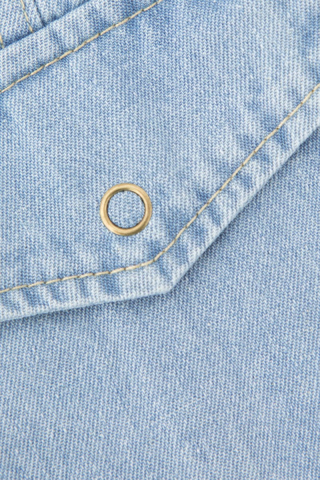 Denim Curved Hem Crop Shirt sold by Micas product image thumbnail 4