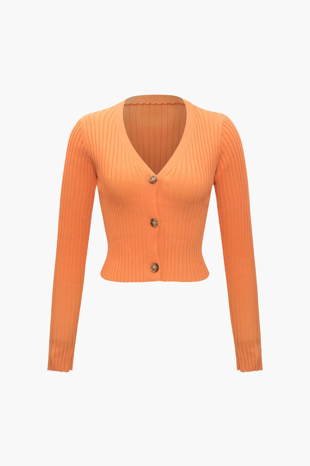 V-neck Rib Knit Button Front Cardigan sold by Micas product image thumbnail 2