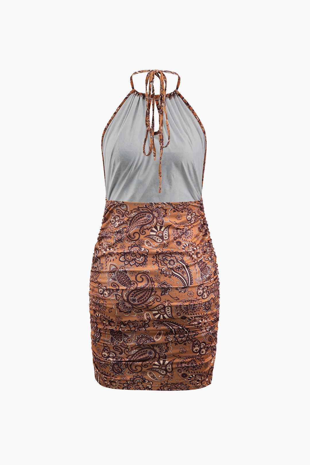 Paisley Print Keyhole Halter Backless Mini Dress sold by Micas product image thumbnail 2