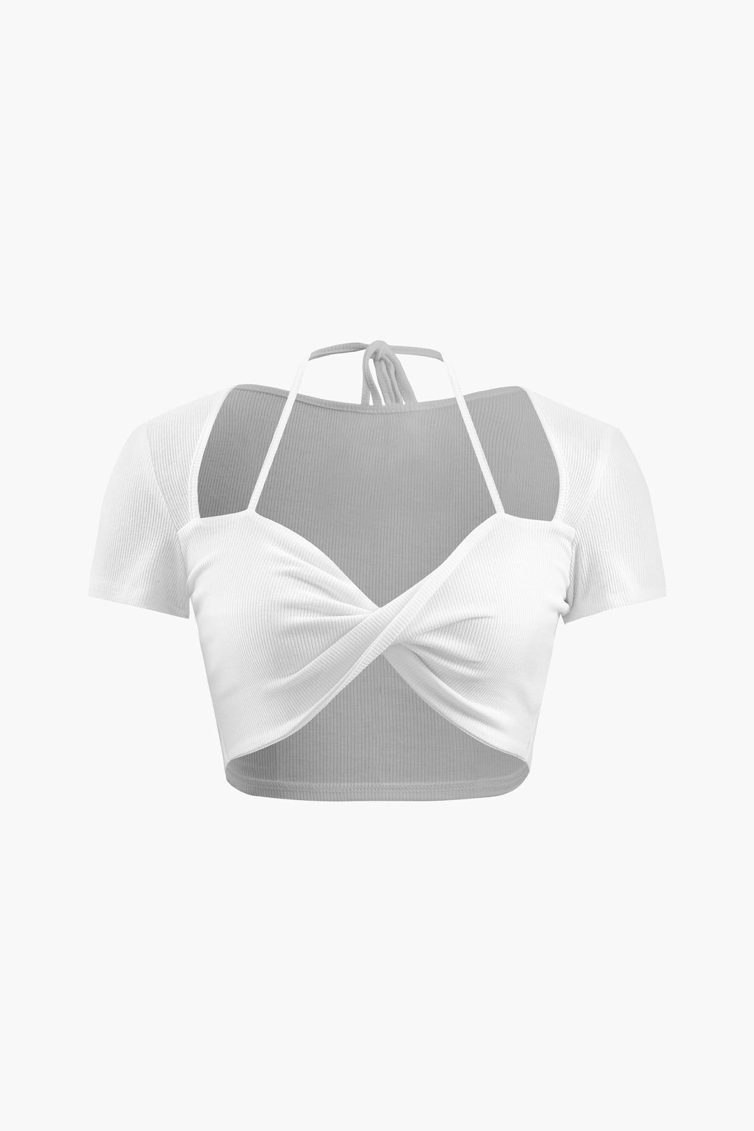 Twist Front Halter Crop T-Shirt sold by Micas