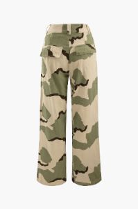 Camo Wide Leg Cargo Pants sold by Micas