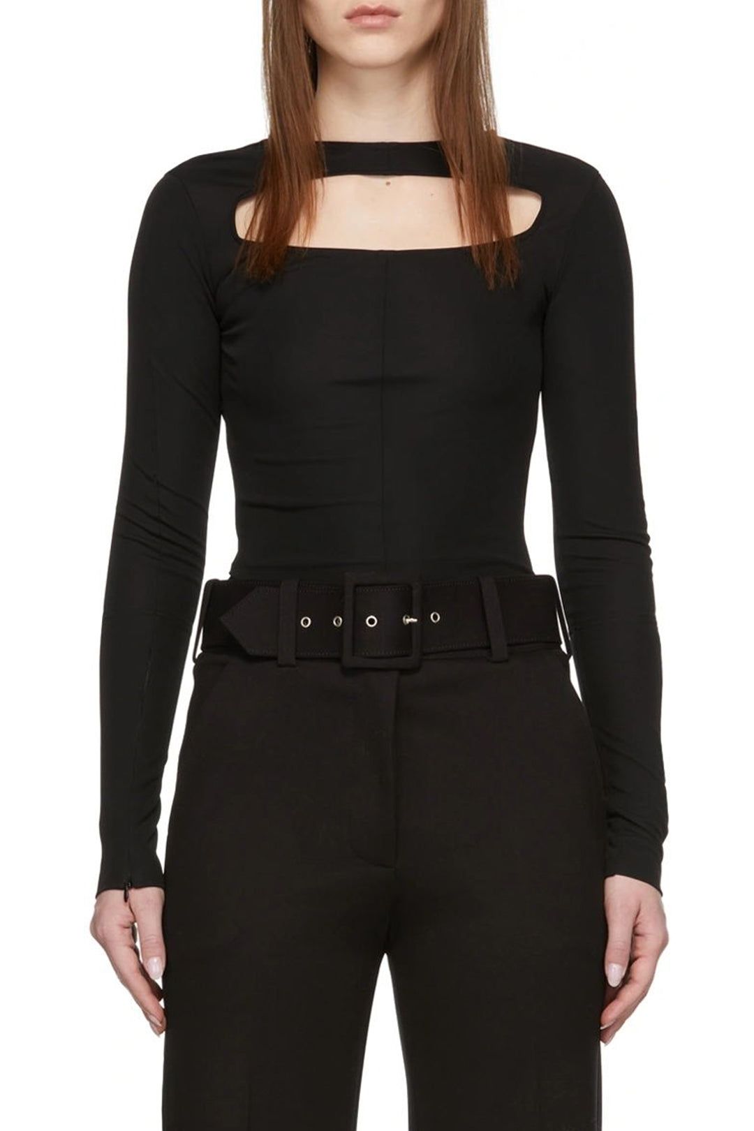 Cut Out Round Neck Slit Long Sleeve Top sold by Micas