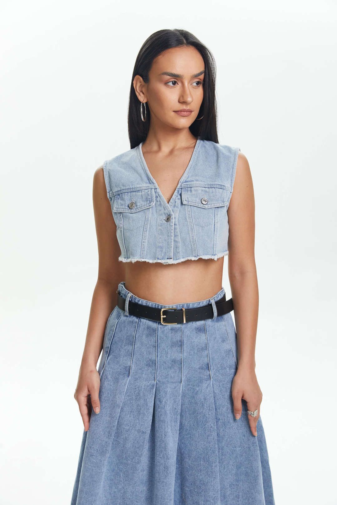 Frayed Hem Denim Crop Vest sold by Micas product image thumbnail 5