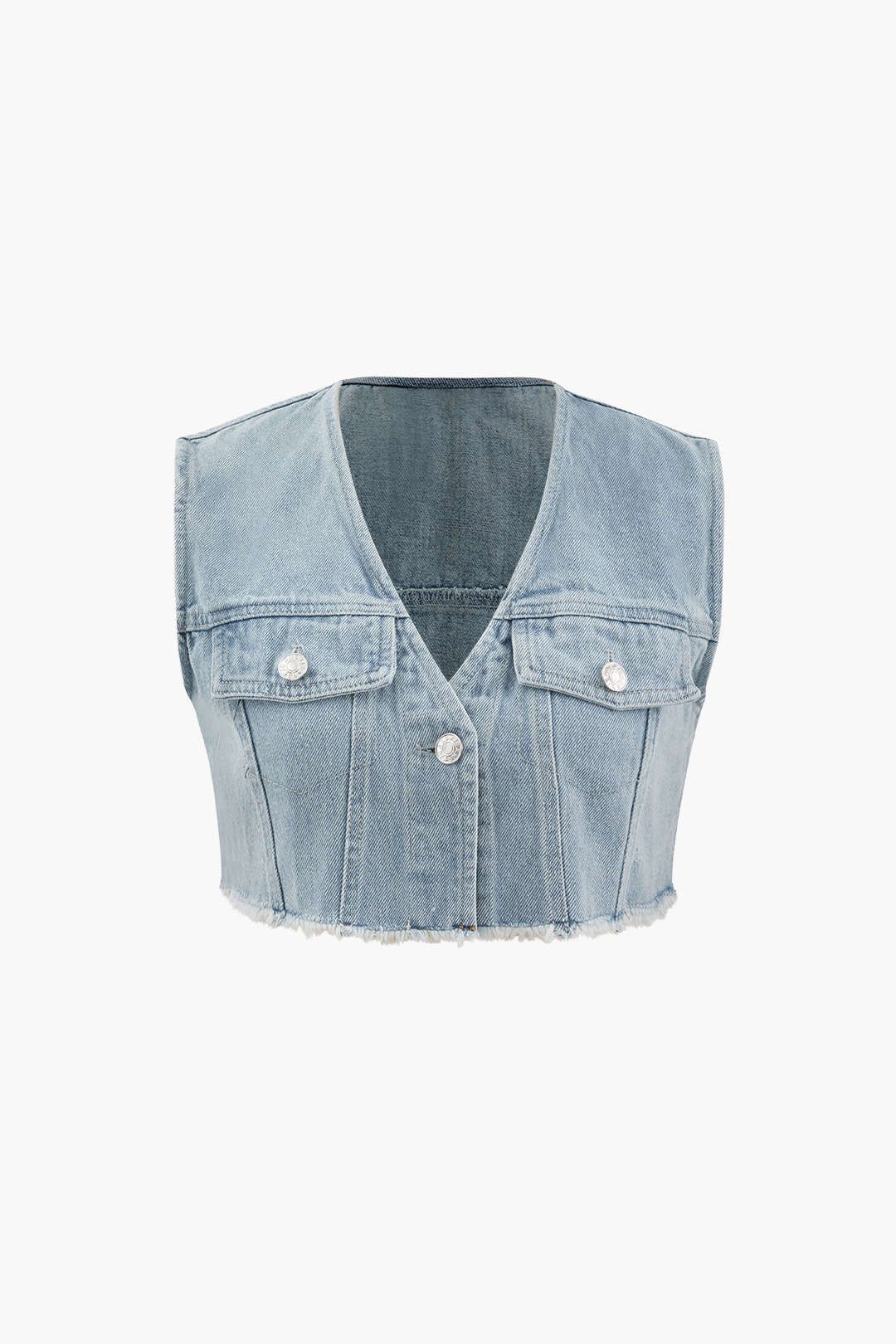 Frayed Hem Denim Crop Vest sold by Micas