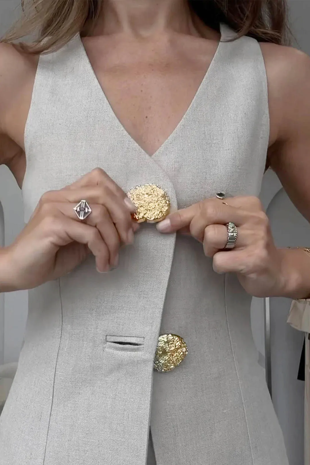 Solid ærmeløs dragt vest og bukser sæt sold by Micas product image thumbnail 2