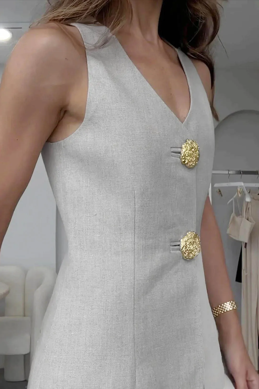 Solid ærmeløs dragt vest og bukser sæt sold by Micas product image thumbnail 3