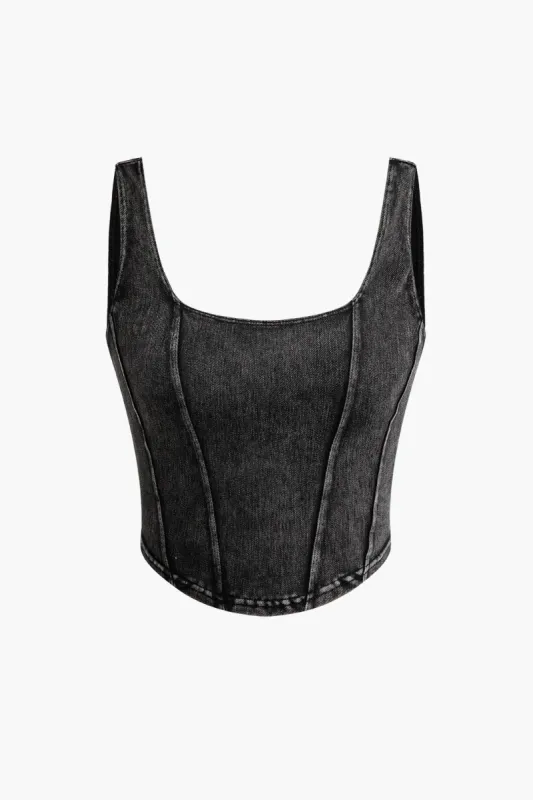 Denim Corset Tank Top sold by Micas