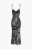 Lace Patchwork V-Neck Spaghetti Strap Mesh Maxi Dress sold by Micas