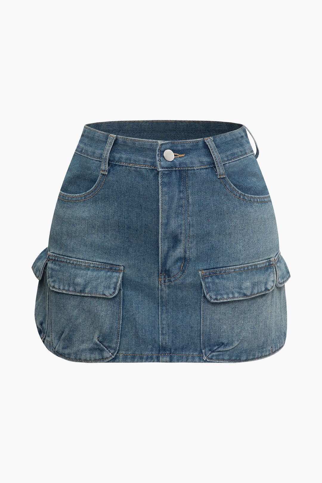 Denim Cargo Mini Skirt sold by Micas