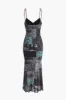 Lace Patchwork V-Neck Spaghetti Strap Mesh Maxi Dress sold by Micas