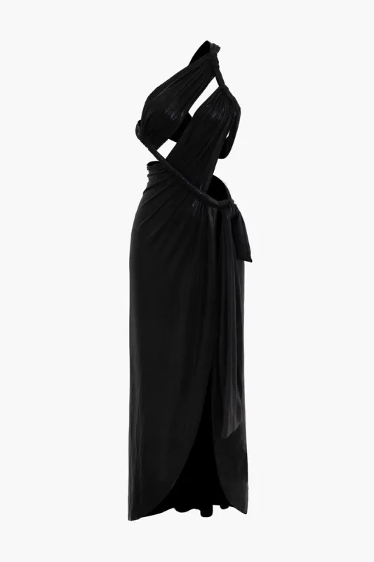 One Shoulder Cut Out Backless Slit Maxi Dress sold by Micas