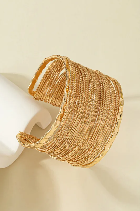Multi Layer Chain Open Cuff Bracelet sold by Micas