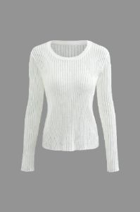 Sheer Knit Long Sleeve Top sold by Micas