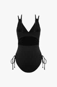 Double Strap Ribbed One-piece Swimsuit sold by Micas