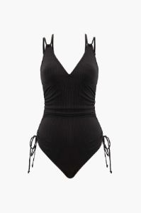Double Strap Ribbed One-piece Swimsuit sold by Micas