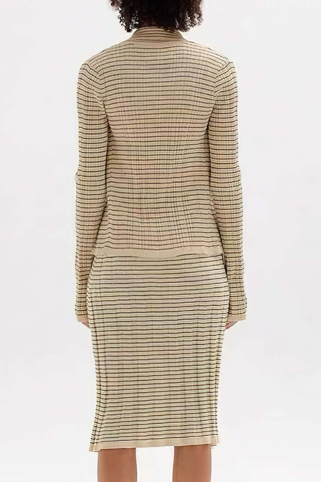 Stripe Cut Out Sleeve Button Front Knit Cardigan sold by Micas product image thumbnail 2