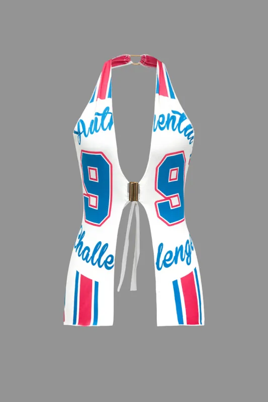 Letter Print Backless Cami Top sold by Micas