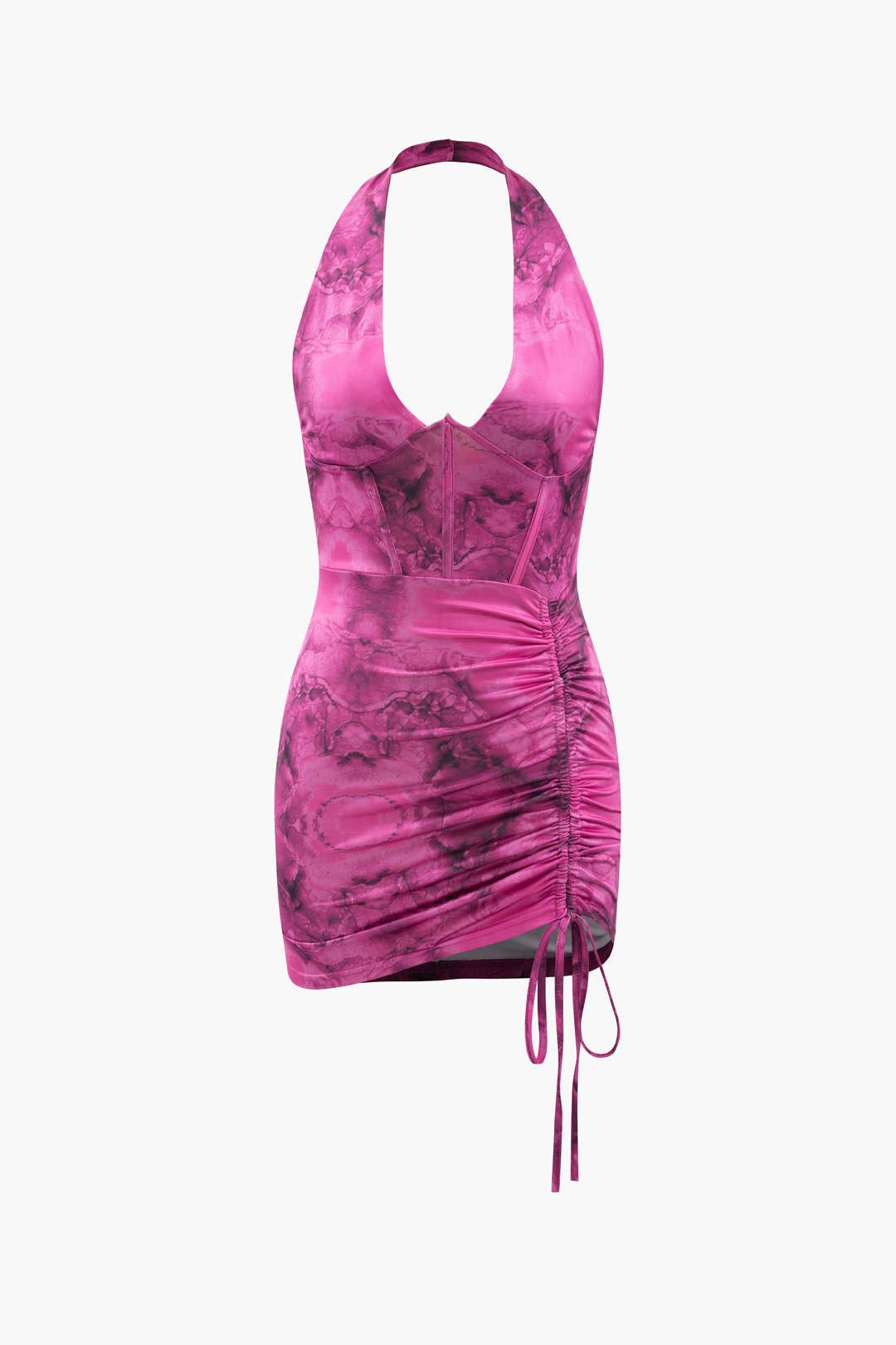 Abstract Print Halter Bodycon Mini Dress sold by Micas