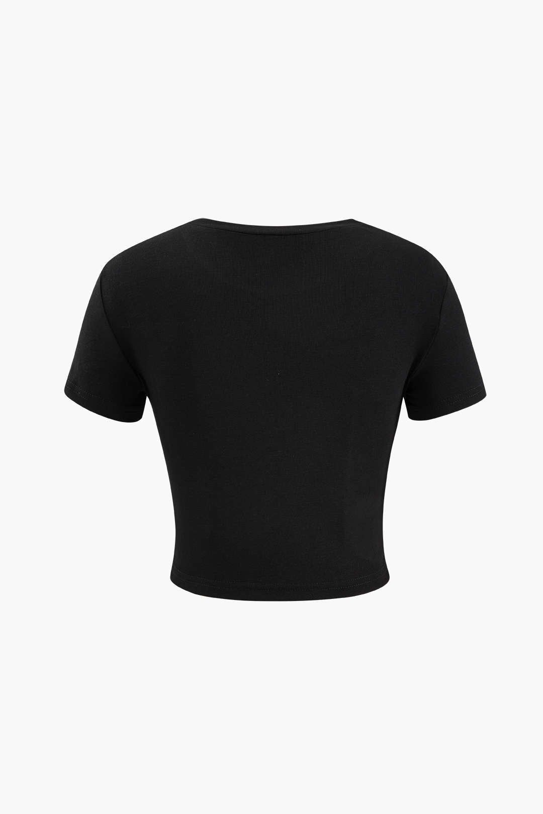 Cut Out Short Sleeve Crop T-Shirt sold by Micas product image thumbnail 2