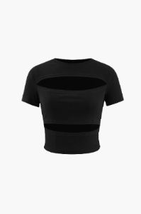 Cut Out Short Sleeve Crop T-Shirt sold by Micas