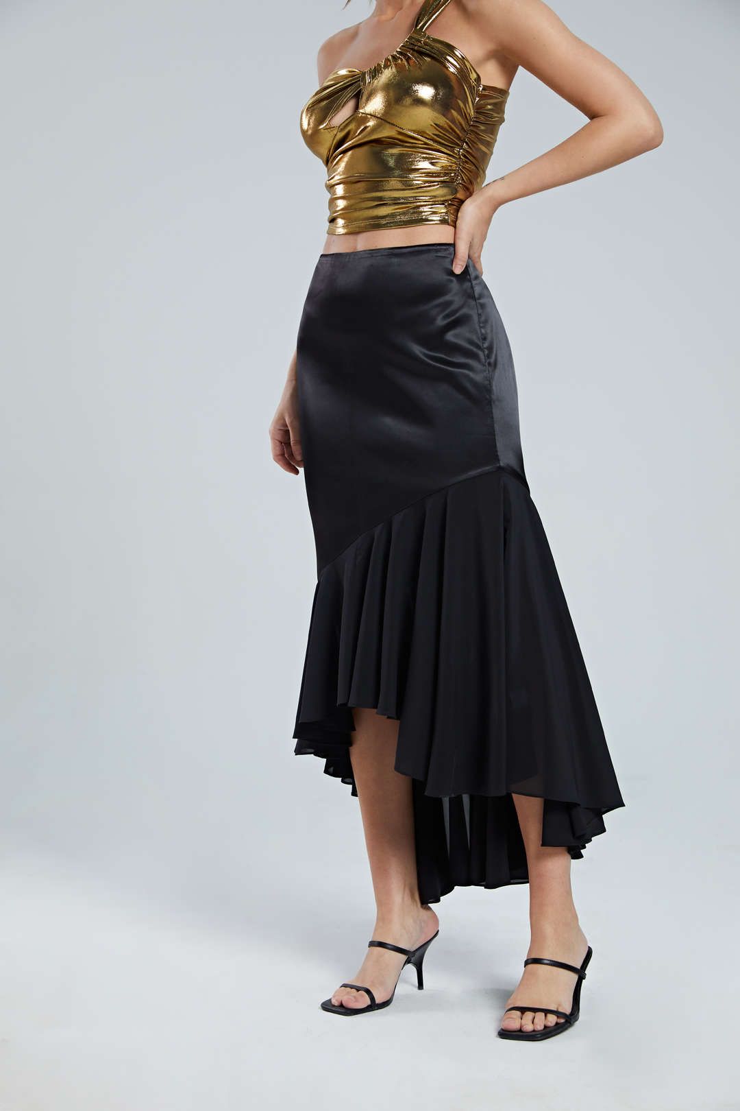 Asymmetrical Hem Satin Mermaid Skirt sold by Micas product image thumbnail 6