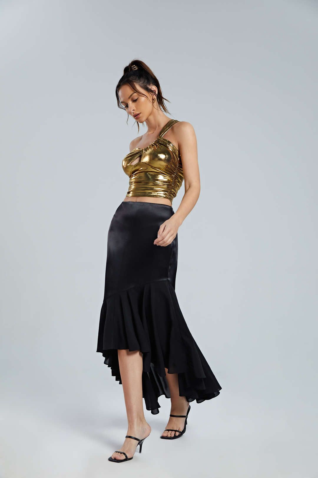 Asymmetrical Hem Satin Mermaid Skirt sold by Micas product image thumbnail 7